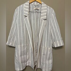 PULL & BEAR Cotton Blend Striped Blazer